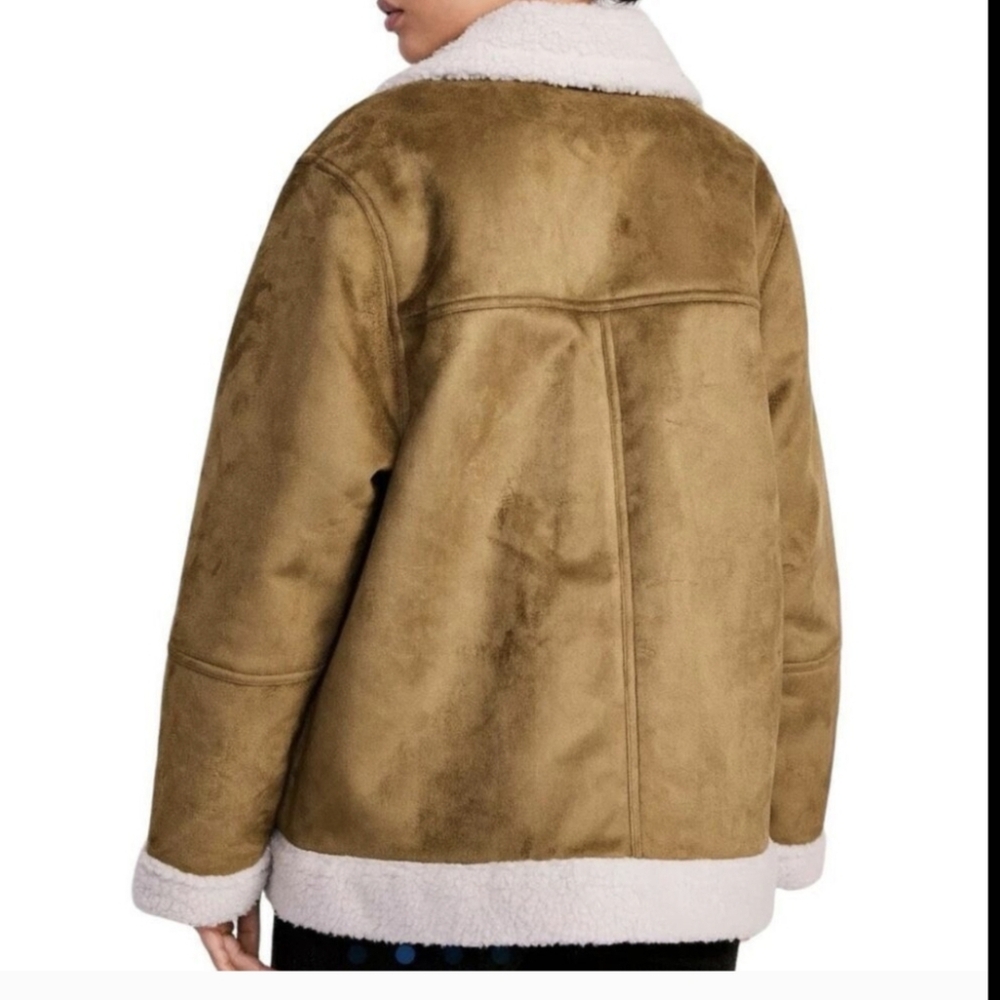 NWT Old Navy Suede Sherpa Lined Moto Jacket Size M - Picture 3 of 12